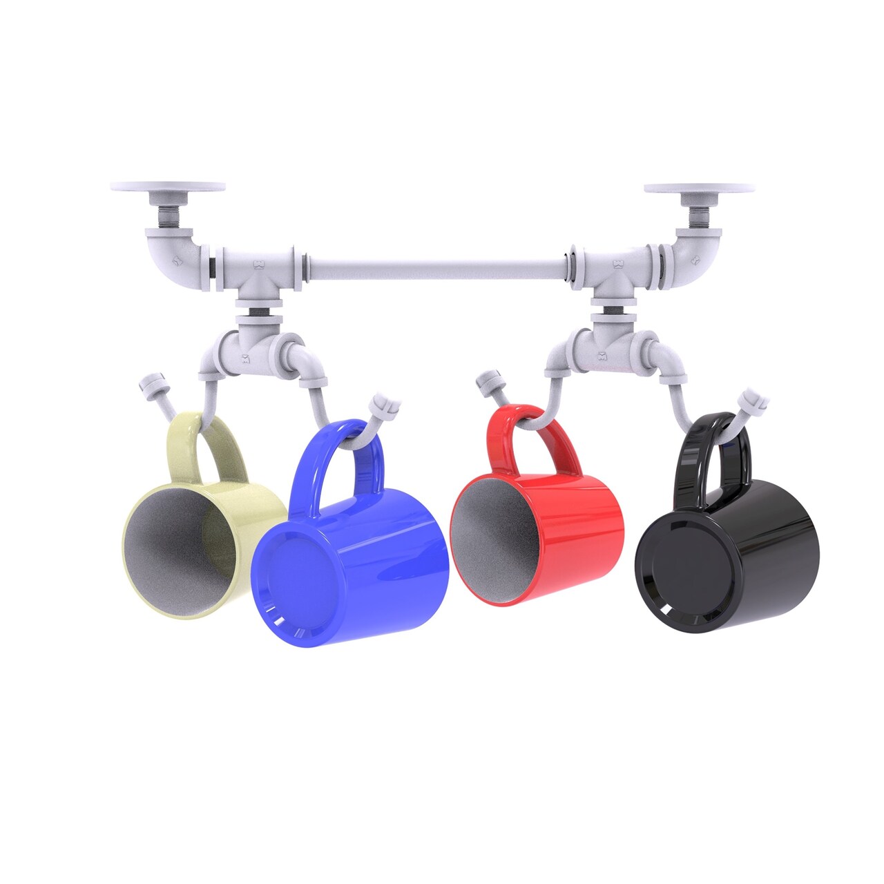 Pipeline Collection Under Cabinet 4 Coffee Mug Rack - Matte White